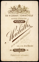 Szlovákia, Pozsony, Mailáth János fényképész., 1900, Fortepan, műterem, fényképész, hátlap, Fortepan #81267