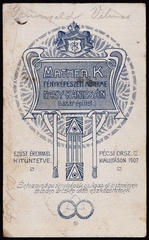 Magyarország, Nagykanizsa, Bazár épület, Mathea Károly  fényképészeti műterme., 1908, Fortepan, műterem, fényképész, hátlap, Fortepan #81273