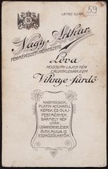 Szlovákia, Léva, Kossuth Lajos tér 25., Nagy Artúr fényképészeti műterme., 1900, Fortepan, műterem, fényképész, hátlap, Fortepan #81296