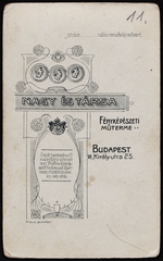 Magyarország, Budapest VII., Király utca 25., Nagy és Társa fényképészeti műterme., 1900, Fortepan, műterem, fényképész, hátlap, Budapest, Fortepan #81297