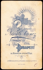 Magyarország, Budapest IX., Bokréta utca 23., Németh Ferenc fényképész., 1905, Fortepan, műterem, fényképész, hátlap, Budapest, Fortepan #81299