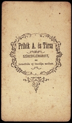 Magyarország, Székesfehérvár, Várkörút, Pribék A. és Társa., 1900, Fortepan, műterem, fényképész, hátlap, Fortepan #81321