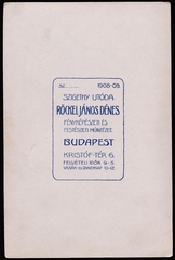 Magyarország, Budapest V., Kristóf tér 6., Röckel János Dénes (Szigethy utóda) fényképészeti és festészeti műintézete., 1908, Fortepan, műterem, fényképész, hátlap, Budapest, Fortepan #81334