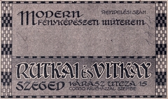 Hungary, Szeged, Kárász utca 15., Rutkai és Vitkay modern fényképészeti műterme., 1914, Fortepan, studio, photographer, verso, Fortepan #81336