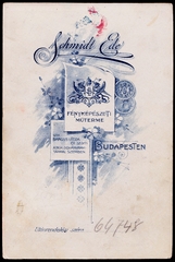 Magyarország, Budapest VIII., Baross utca 61., Schmidt Ede fényképészeti műterme., 1900, Fortepan, műterem, fényképész, hátlap, Budapest, Fortepan #81343