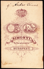 Magyarország, Budapest V., Sebestyén tér (a Klotild paloták építése során megszűnt), Simonyi Antal fotográfus., 1900, Fortepan, műterem, fényképész, hátlap, Budapest, Fortepan #81354