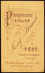 Magyarország, Budapest IX., Soroksári út 12., Straub József fényképész műterme., 1900, Fortepan, műterem, fényképész, hátlap, Budapest, Fortepan #81364