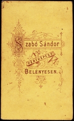 Románia, Belényes, Szabó Sándor fényképész., 1900, Fortepan, műterem, fényképész, hátlap, Fortepan #81370