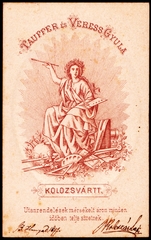 Románia,Erdély, Kolozsvár, Tauffer és Veress Gyula fényképészek., 1900, Fortepan, műterem, fényképész, hátlap, Fortepan #81387