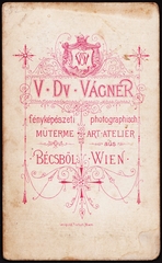 Ausztria, Bécs, Vágner V. Dv. fényképészeti műterme., 1900, Fortepan, műterem, fényképész, hátlap, Fortepan #81402