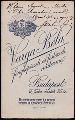 Magyarország, Budapest VI., Teréz körút 25., Varga Béla fényképészeti és festészeti műterme., 1915, Fortepan, műterem, fényképész, hátlap, Budapest, Fortepan #81407