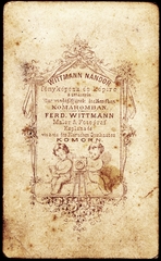 Szlovákia, Komárom, Séta tér, Wittmann Nándor fényképész és képíró., 1900, Fortepan, műterem, fényképész, hátlap, Fortepan #81424