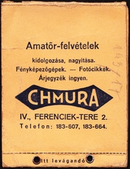 Magyarország, Budapest V., Ferenciek tere 2., CHMURA optika-fotó szaküzlet., 1935, Fortepan, fényképtartó tasak, fotószaküzlet, Budapest, Fortepan #81508