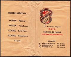 Magyarország, Budapest V.,Budapest VI.,Budapest VII., Károly körút 28. / Andrássy út 31. / Rákóczi út 80., HAFA Hacsek és Farkas fotólaboratóriuma., 1937, Fortepan, fényképtartó tasak, fotólaboratórium, Budapest, Fortepan #81526