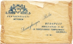 Hungary, Budapest VII., Király utca 51., Sinayberger Béla fényképészeti műterme., 1914, Fortepan, studio, photographer, Print Envelope, Budapest, Fortepan #81572