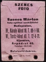 Magyarország, Budapest V.,Budapest VI.,Budapest IV., Károly körút 16. / Teréz körút 41. / Árpád út 62., Szenes Márton fotó- optikai szaküzletei., 1930, Fortepan, fényképtartó tasak, fotószaküzlet, Budapest, Fortepan #81578