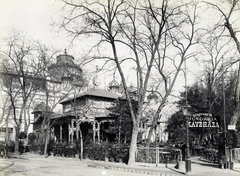 Magyarország, Városliget, Budapest XIV., "Millenniumi kiállítás: Hungária Kávéház épülete. A felvétel 1896-ban készült." A kép forrását kérjük így adja meg: Fortepan / Budapest Főváros Levéltára. Levéltári jelzet: HU.BFL.XV.19.d.1.09.009, 1900, Budapest Főváros Levéltára / Klösz György fényképei, Klösz György, kávéház, Budapest, Ezredéves Országos Kiállítás, Fortepan #82683