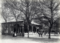 Magyarország, Városliget, Budapest XIV., "Millenniumi kiállítás: Sörpavilon épülete. A felvétel 1896-ban készült." A kép forrását kérjük így adja meg: Fortepan / Budapest Főváros Levéltára. Levéltári jelzet: HU.BFL.XV.19.d.1.09.010, 1900, Budapest Főváros Levéltára / Klösz György fényképei, Klösz György, Budapest, Ezredéves Országos Kiállítás, Fortepan #82684