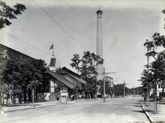 Magyarország, Városliget, Budapest XIV., "Millenniumi kiállítás: Kazánház épülete. A felvétel 1896-ban készült." A kép forrását kérjük így adja meg: Fortepan / Budapest Főváros Levéltára. Levéltári jelzet: HU.BFL.XV.19.d.1.09.077, 1900, Budapest Főváros Levéltára / Klösz György fényképei, Klösz György, Budapest, Ezredéves Országos Kiállítás, Fortepan #82736