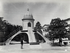 Magyarország, Városliget, Budapest XIV., "Millenniumi kiállítás: Magyar Monier Építkezési Vállalat pavilonja. A felvétel 1896-ban készült." A kép forrását kérjük így adja meg: Fortepan / Budapest Főváros Levéltára. Levéltári jelzet: HU.BFL.XV.19.d.1.09.085, 1900, Budapest Főváros Levéltára / Klösz György fényképei, Klösz György, Budapest, Ezredéves Országos Kiállítás, Fortepan #82744