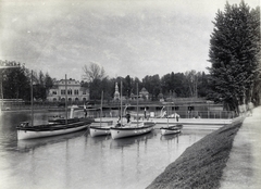 Magyarország, Városliget, Budapest XIV., "Millenniumi kiállítás: A haditengerészet hajói (kiállítás műszaki osztálya). A felvétel 1896-ban készült." A kép forrását kérjük így adja meg: Fortepan / Budapest Főváros Levéltára. Levéltári jelzet: HU.BFL.XV.19.d.1.09.088, 1900, Budapest Főváros Levéltára / Klösz György fényképei, Klösz György, Budapest, Ezredéves Országos Kiállítás, Fortepan #82746