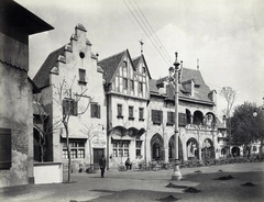 Magyarország, Városliget, Budapest XIV., "Millenniumi kiállítás: Ős-Budavára részlet. A felvétel 1896-ban készült." A kép forrását kérjük így adja meg: Fortepan / Budapest Főváros Levéltára. Levéltári jelzet: HU.BFL.XV.19.d.1.09.122, 1900, Budapest Főváros Levéltára / Klösz György fényképei, Klösz György, Budapest, Ezredéves Országos Kiállítás, Fortepan #82780