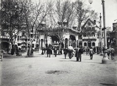 Magyarország, Városliget, Budapest XIV., "Millenniumi kiállítás: Az Ős-Budavár mulatókoplexum megnyitója. A felvétel 1896-ban készült." A kép forrását kérjük így adja meg: Fortepan / Budapest Főváros Levéltára. Levéltári jelzet: HU.BFL.XV.19.d.1.09.138, 1900, Budapest Főváros Levéltára / Klösz György fényképei, Klösz György, Budapest, Ezredéves Országos Kiállítás, Fortepan #82795