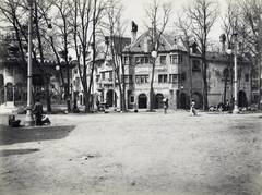 Magyarország, Városliget, Budapest XIV., "Millenniumi kiállítás: Az Ős-Budavár mulatókoplexum megnyitója. A felvétel 1896-ban készült." A kép forrását kérjük így adja meg: Fortepan / Budapest Főváros Levéltára. Levéltári jelzet: HU.BFL.XV.19.d.1.09.140, 1900, Budapest Főváros Levéltára / Klösz György fényképei, Klösz György, Budapest, Ezredéves Országos Kiállítás, Fortepan #82797