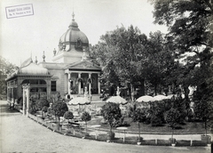 Magyarország, Városliget, Budapest XIV., "Millenniumi kiállítás: A Gerbeaud cukrászda (1885. évi világkiállításról, akkor király pavilon). A felvétel 1896-ban készült." A kép forrását kérjük így adja meg: Fortepan / Budapest Főváros Levéltára. Levéltári jelzet: HU.BFL.XV.19.d.1.10.004, 1900, Budapest Főváros Levéltára / Klösz György fényképei, Klösz György, Budapest, Ezredéves Országos Kiállítás, Fortepan #82853