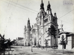 Magyarország, Városliget, Budapest XIV., "Millenniumi kiállítás: Magyar Állam Vasúti és Közlekedésügyi csarnok épülete. A felvétel 1896-ban készült." A kép forrását kérjük így adja meg: Fortepan / Budapest Főváros Levéltára. Levéltári jelzet: HU.BFL.XV.19.d.1.10.053, 1900, Budapest Főváros Levéltára / Klösz György fényképei, Klösz György, Budapest, Ezredéves Országos Kiállítás, Fortepan #82895