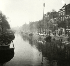 Hollandia, Amszterdam, Geldersekade a Prins Hendrikkade felől nézve., 1923, Ebner, utcakép, uszály, csatorna, Fortepan #83674