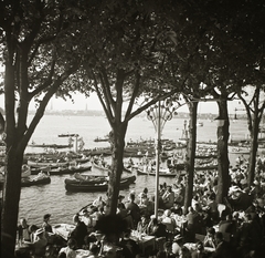 Németország, Hamburg, Schöne Aussicht a Külső-Alster partján., 1937, Ebner, csónak, Fortepan #83836