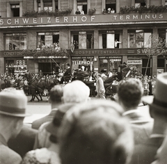 Svájc, Zürich, Bahnhofplatz., 1939, Ebner, lovaskocsi, Fortepan #83883