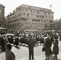 Svájc, Zürich, Bahnhofplatz., 1939, Ebner, autóbusz, villamos, viszonylatszám, Fortepan #83890