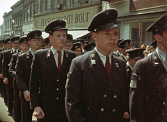 Hungary, Pécs, Irgalmasok utcája (Bem utca)., 1954, Fortepan, colorful, uniform, Fortepan #84055