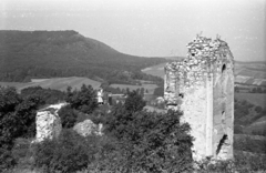 Magyarország, Csesznek, vár, kaputorony a felső várból nézve., 1960, Morvay Kinga, Morvay Lajos, család, kirándulás, tájkép, várrom, kilátás, Fortepan #84425