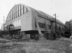 Magyarország, Budapest II., Árpád fejedelem útja, Komjádi Uszoda., 1976, Kádas Tibor, uszoda, építkezés, Budapest, Kelecsényi Zoltán-terv, eltolható tető, Fortepan #84836