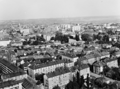 Magyarország, Pécs, látkép a Magasház tetejéről a Siklósi külváros felé nézve., 1975, Kádas Tibor, panelház, látkép, kémény, Fortepan #84867