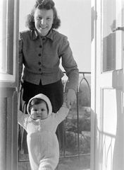 1948, Fortepan, kid, mother, standing in door, Fortepan #8493