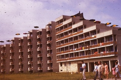 Bulgária, Albena, Hotel Sandy Beach., 1975, Métneki János dr, színes, napernyő, szálloda, Fortepan #85121