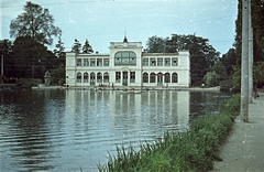 Románia,Erdély, Kolozsvár, Sétatér (Parcul Central), csónakázótó és korcsolya csarnok., 1958, Császy Alice, színes, tó, Pákey Lajos-terv, Fortepan #85191