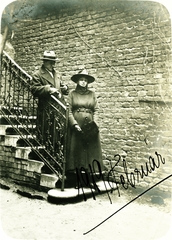 1919, Hirschler András, stairs, man and woman, Fortepan #85247