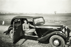 1943, Jáki László, portré, német gyártmány, Adler-márka, hölgy, automobil, kosztüm, Fortepan #85379