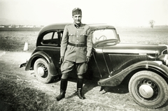 1943, Jáki László, portré, Adler-márka, második világháború, katona, automobil, Bocskai sapka, Fortepan #85380