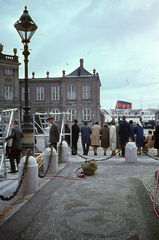 Dánia, Koppenhága, Amalienborg Slotplads., 1966, Lőw Miklós, színes, palota, Nicolai Eigtved-terv, rokokó stílus, hajó, Fortepan #85617