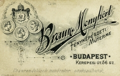 Hungary, Budapest VII., Rákóczi (Kerepesi) út 56. Braun Menyhért fényképészeti műterme., 1906, Gyökhegyi Bánk, studio, photographer, verso, Budapest, Fortepan #85742