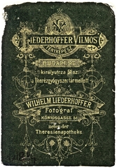 Magyarország, Budapest VII., Király utca 51., Liederhoffer Vilmos fényképész., 1900, Gyökhegyi Bánk, műterem, fényképész, hátlap, Budapest, Fortepan #85745