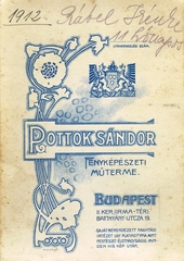 Hungary, Budapest I., Mária (Irma) tér, Batthyány utca 19. Puttok Sándor fényképészeti műterme., 1912, Gyurkovics Györgyi, studio, photographer, verso, Budapest, Fortepan #85752