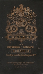 Magyarország, Budapest V., Dorottya utca 11., Kalmár fényképész., 1900, Kameniczky Attila, műterem, fényképész, hátlap, Budapest, Fortepan #85762