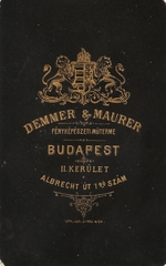 Magyarország, Budapest I., Hunyadi János (Albrecht) út 1., Demmer és Mauerer fényképészeti műterme., 1900, Kameniczky Attila, műterem, fényképész, hátlap, Budapest, Fortepan #85764